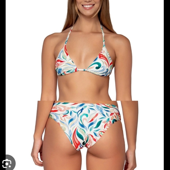 NWT B. Swim Sicilian Swirl Bermuda Triangle Top and Austin Bikini Bottom Medium - Picture 2 of 4